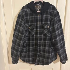 Legendary Whitetails Black & Gray Plaid Hooded Flannel